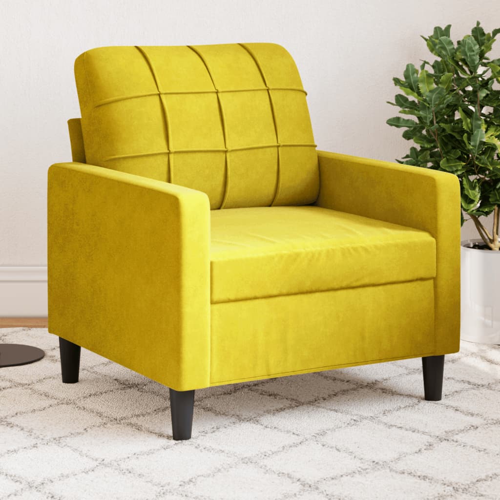 Fauteuil Jaune 60 cm Velours - XIOS