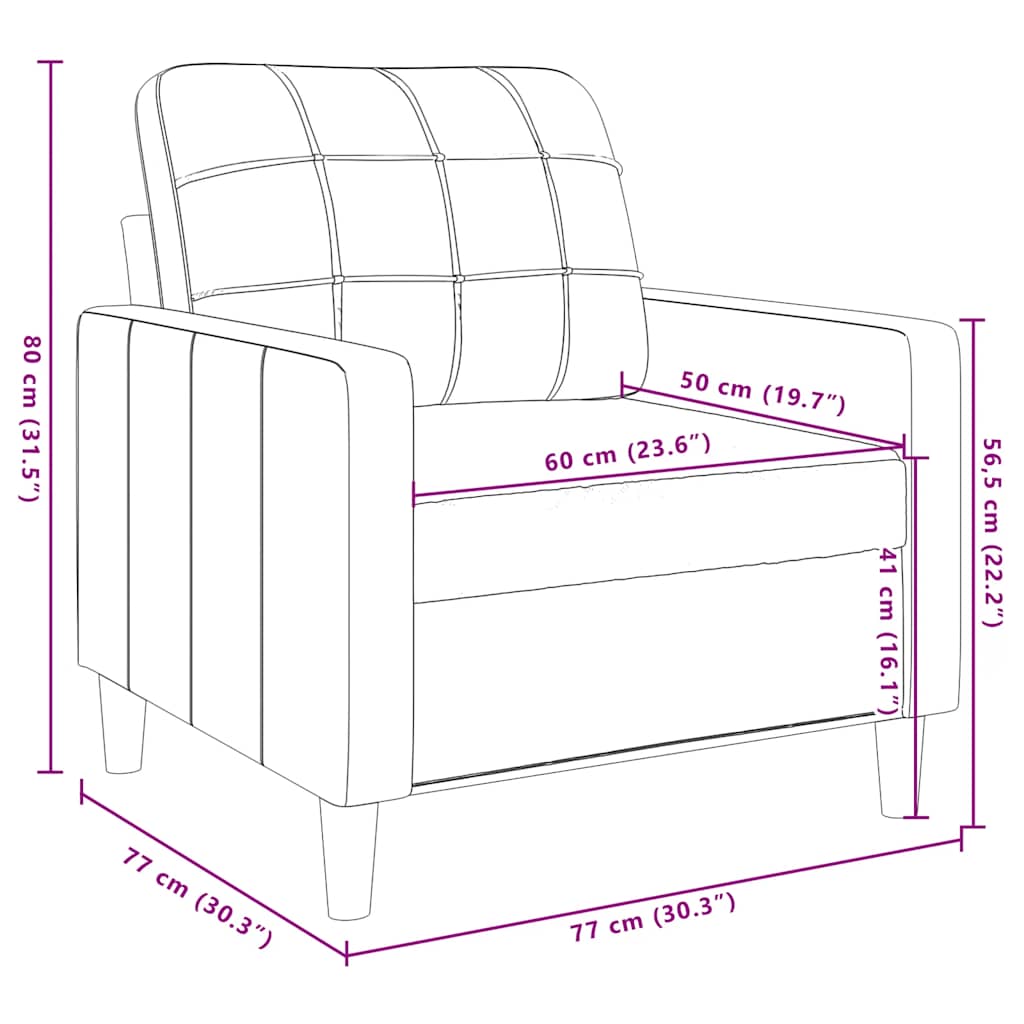 Fauteuil Marron 60 cm Velours - XIOS