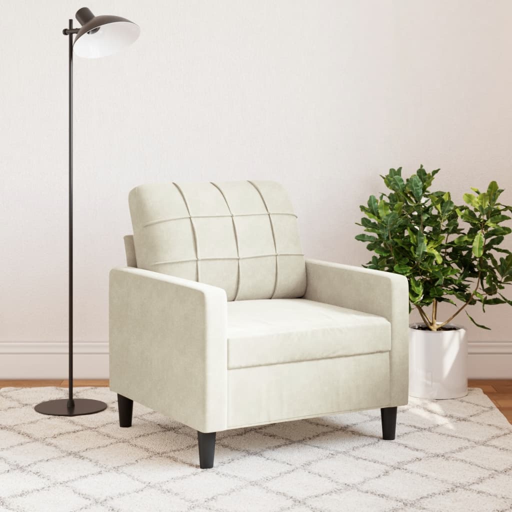 Fauteuil Crème 60 cm Velours - XIOS