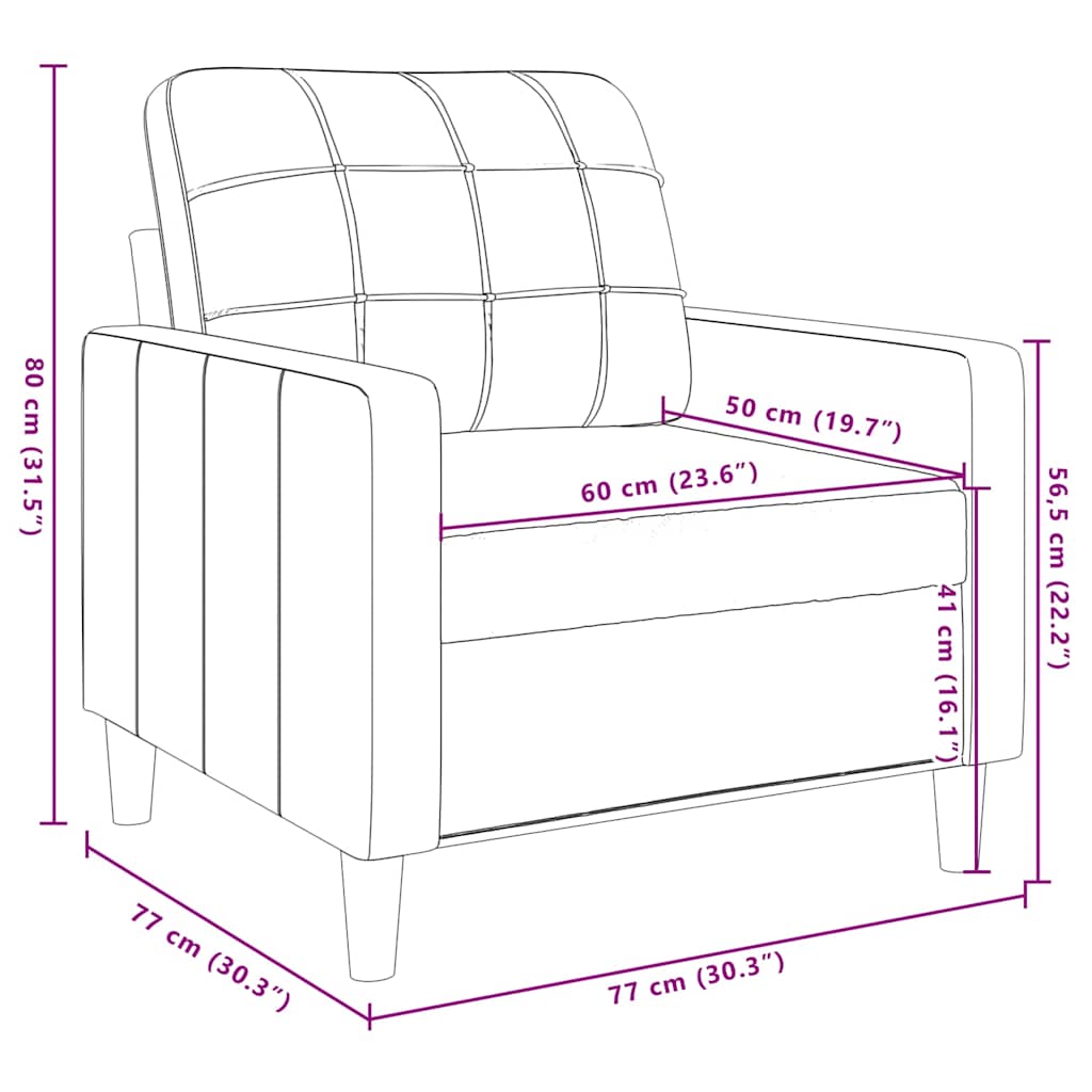 Fauteuil Crème 60 cm Velours - XIOS