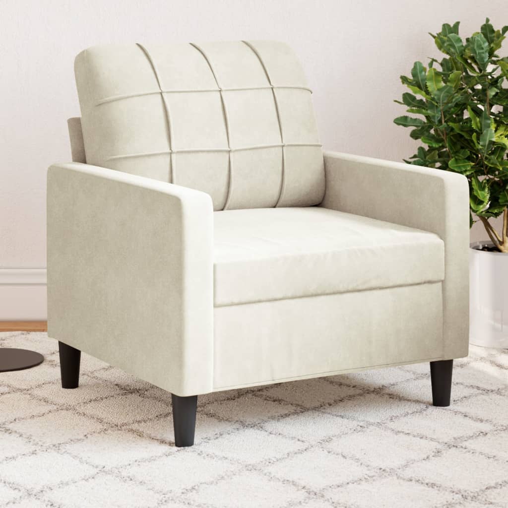 Fauteuil Crème 60 cm Velours - XIOS