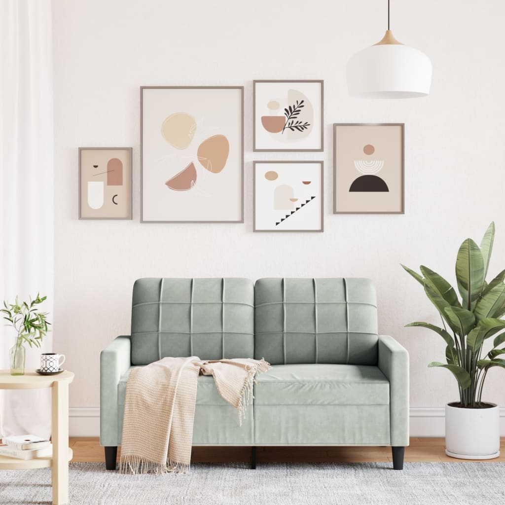 Canapé à 2 places Gris clair 120 cm Velours - XIOS