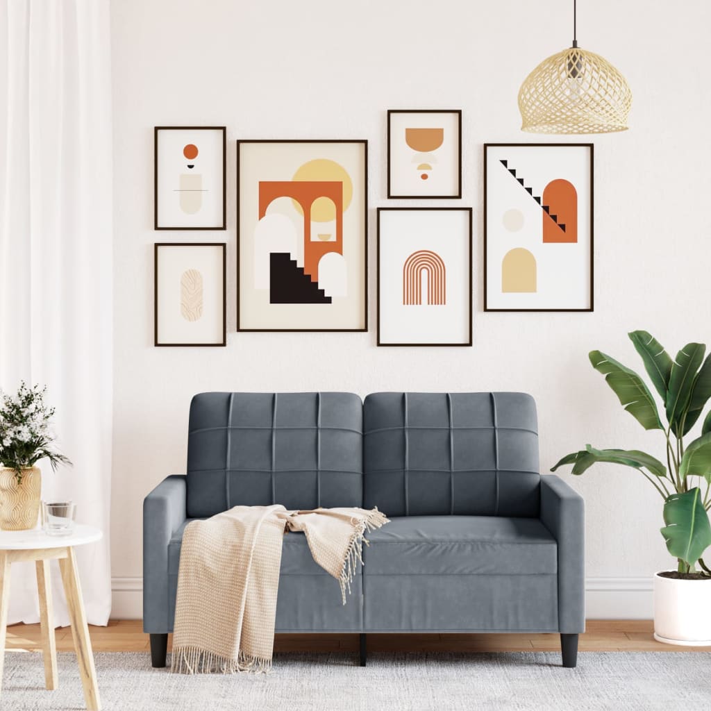 Canapé à 2 places Gris foncé 120 cm Velours - XIOS