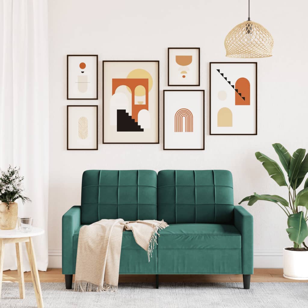 Canapé à 2 places Vert foncé 120 cm Velours - XIOS