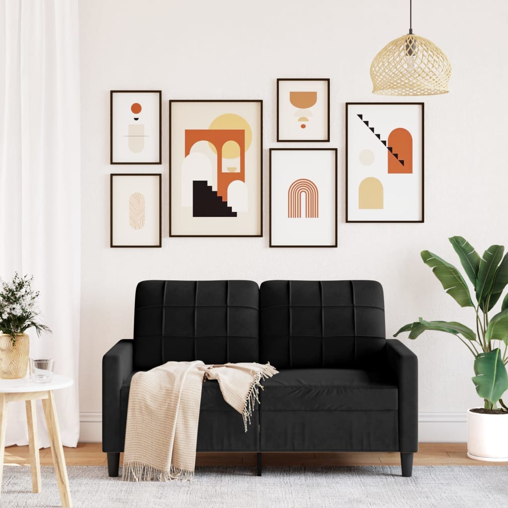 Canapé à 2 places Noir 120 cm Velours - XIOS