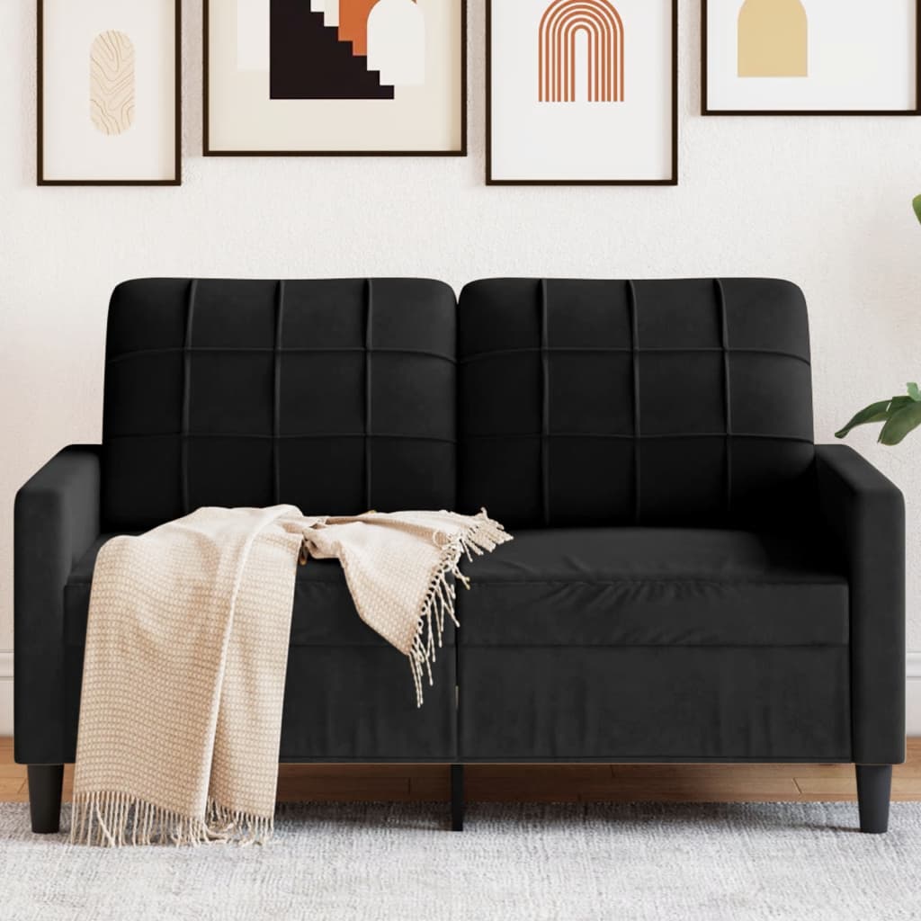 Canapé à 2 places Noir 120 cm Velours - XIOS