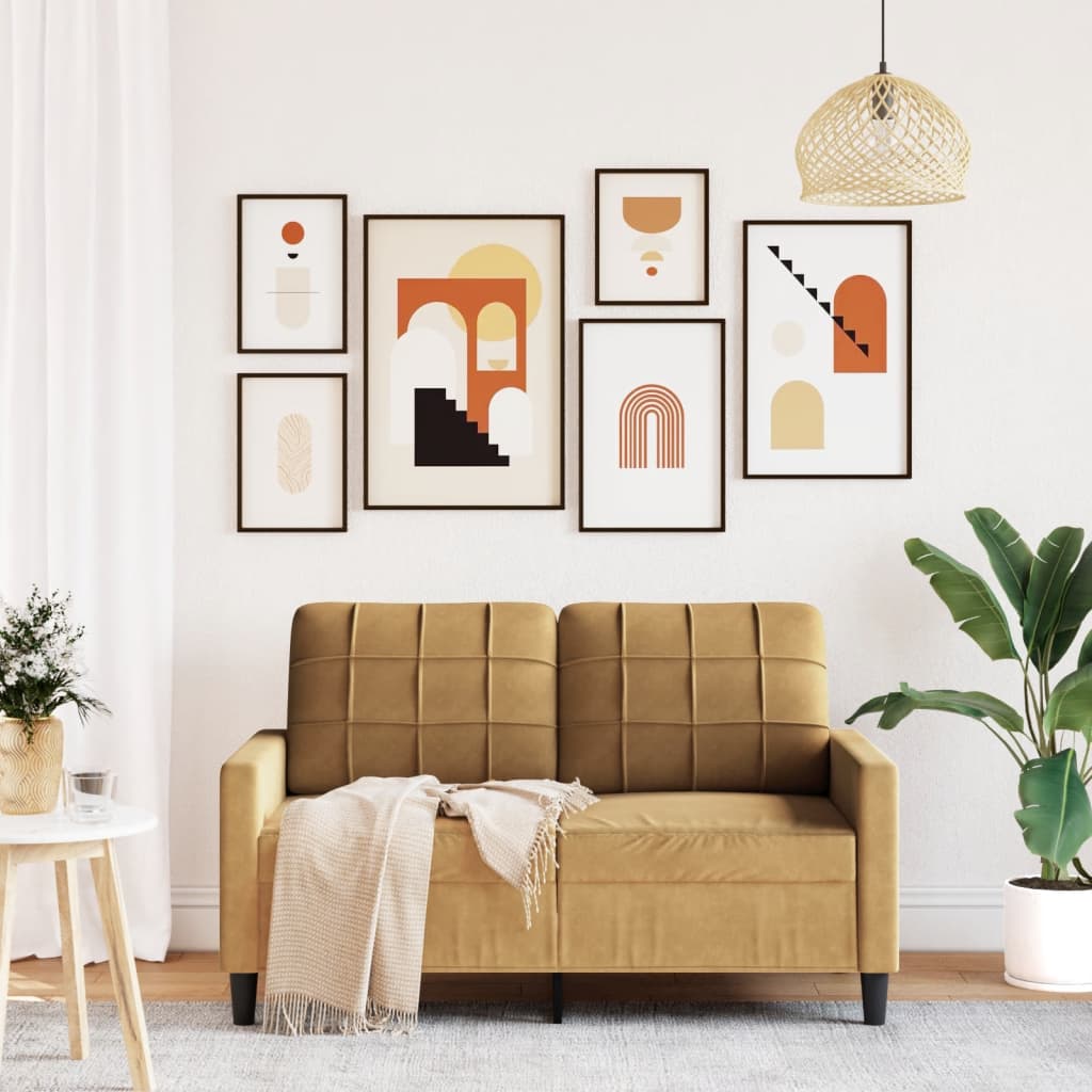 Canapé à 2 places Marron 120 cm Velours - XIOS