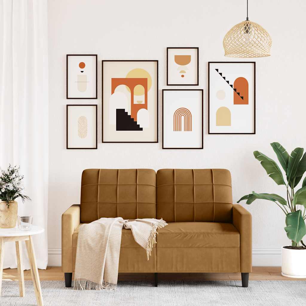 Canapé à 2 places Marron 120 cm Velours - XIOS