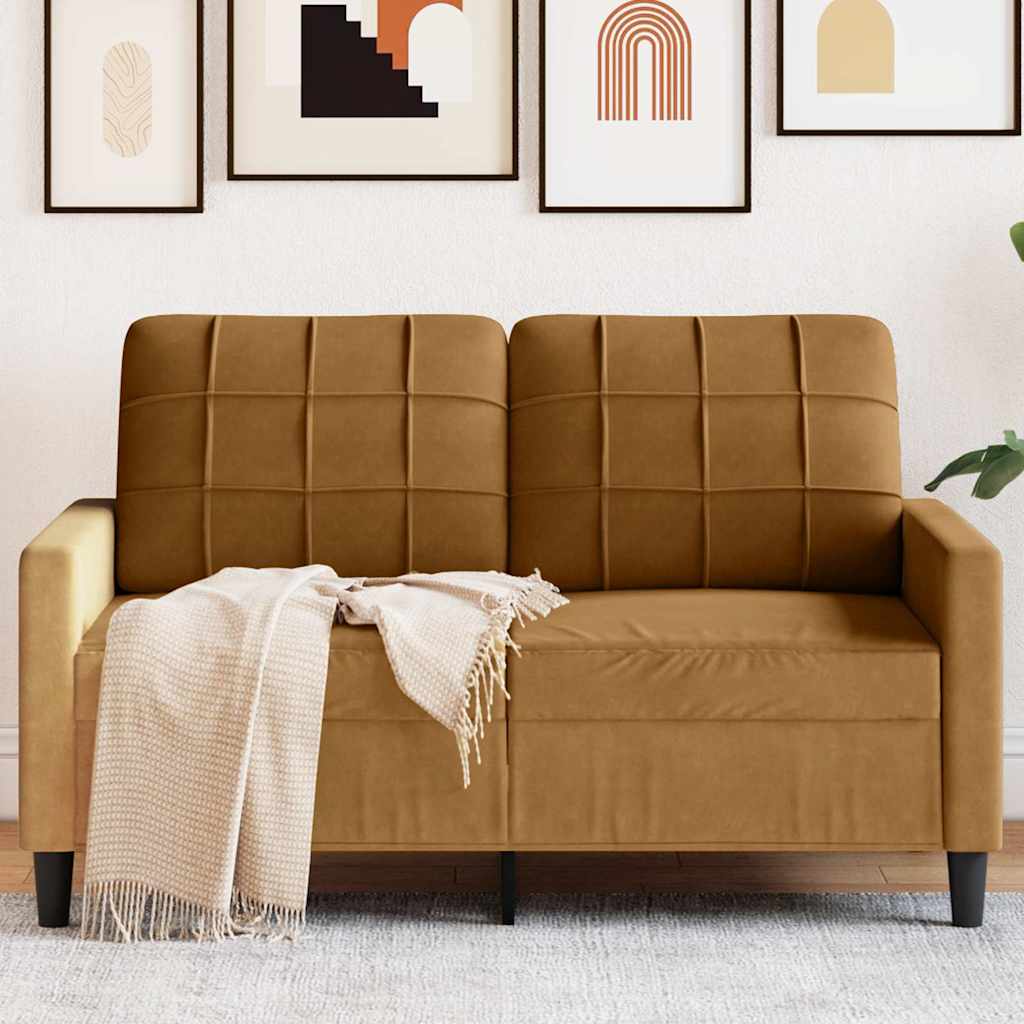 Canapé à 2 places Marron 120 cm Velours - XIOS
