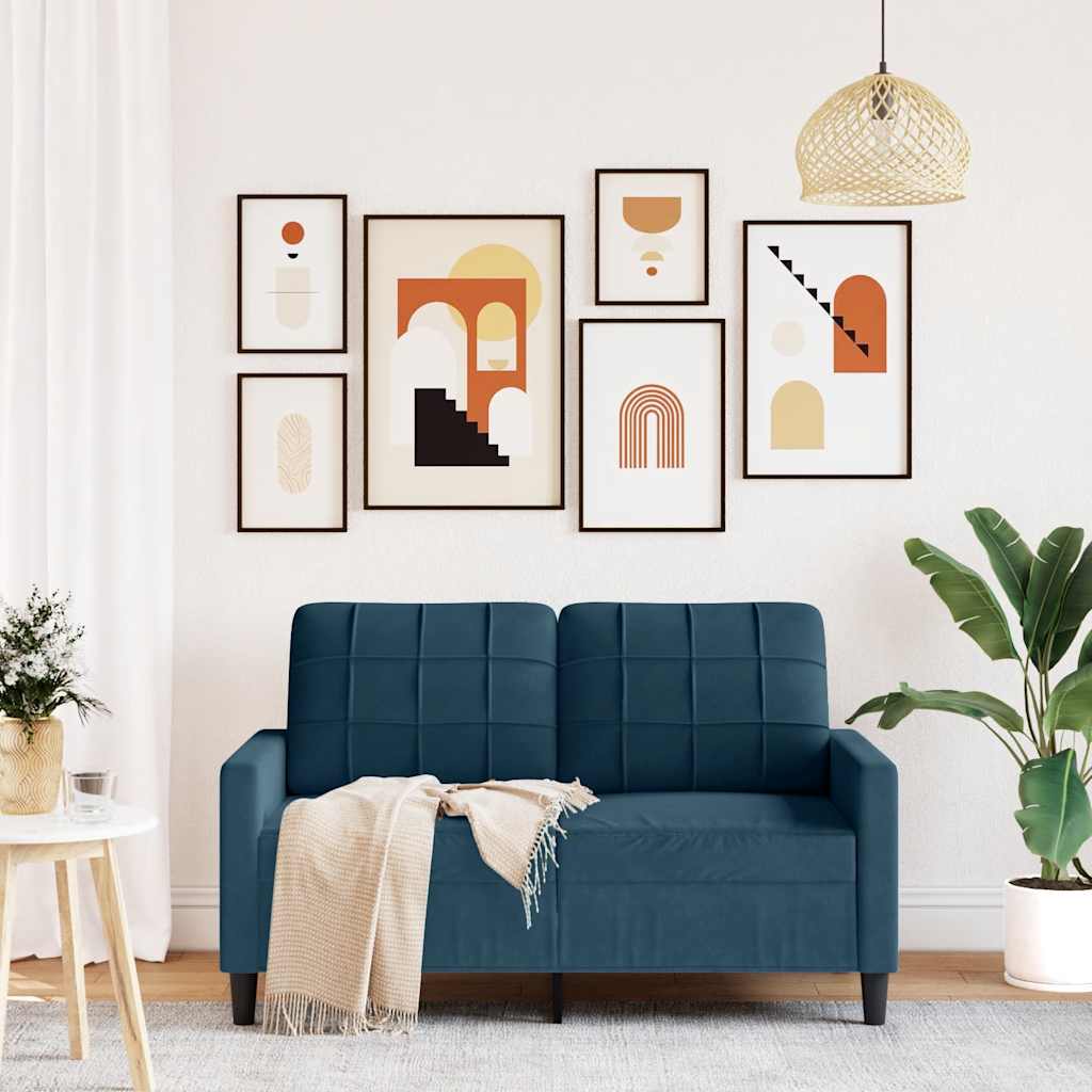 Canapé à 2 places Bleu 120 cm Velours - XIOS