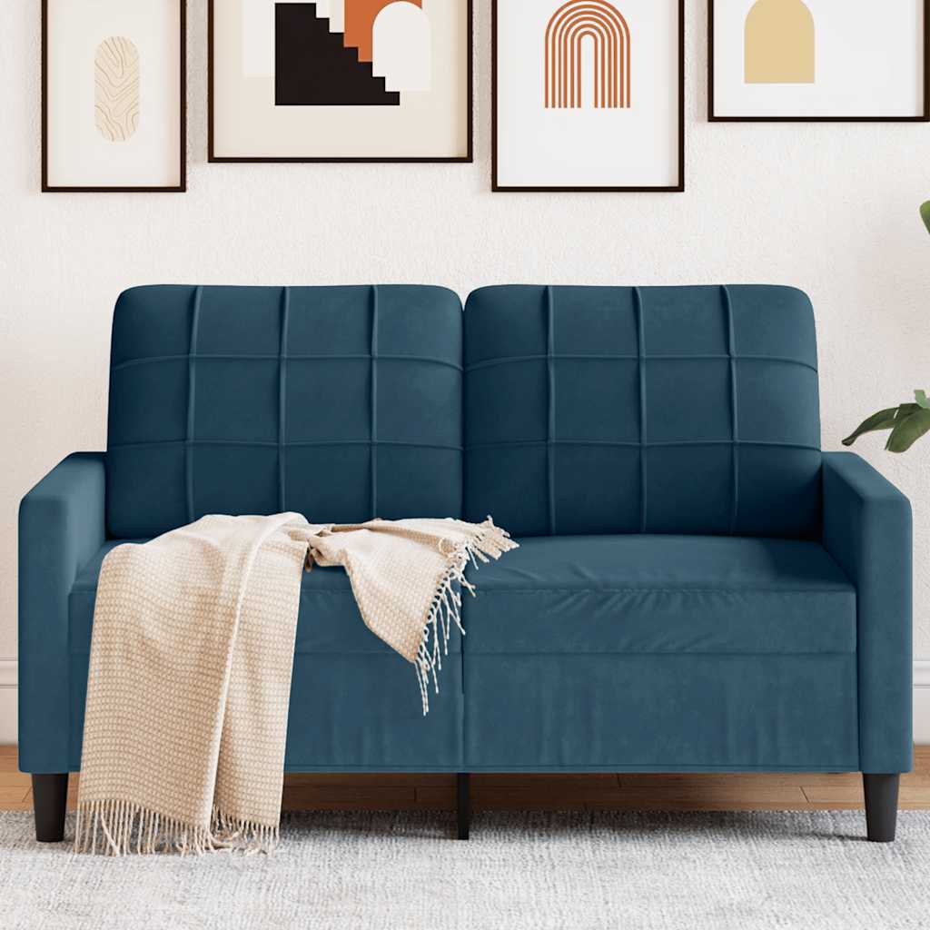 Canapé à 2 places Bleu 120 cm Velours - XIOS