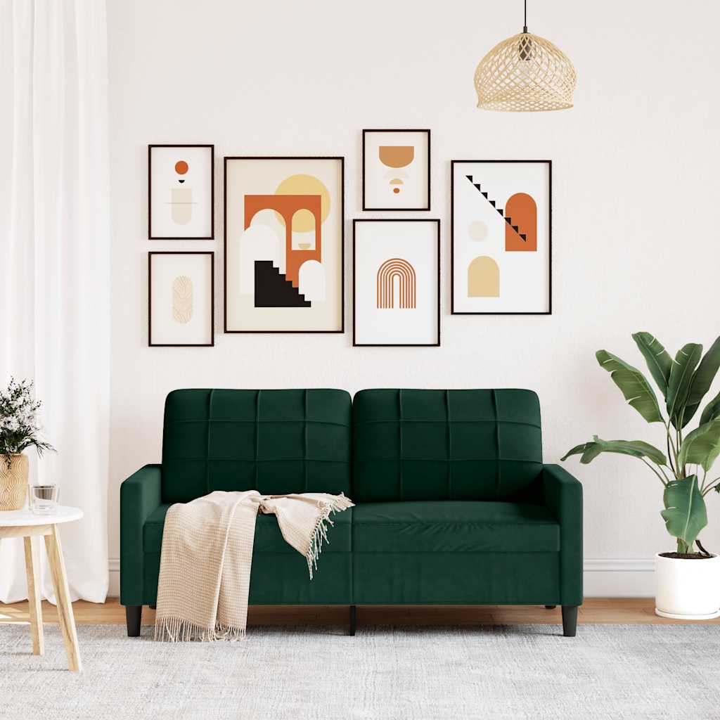 Canapé à 2 places Vert foncé 140 cm Velours - XIOS