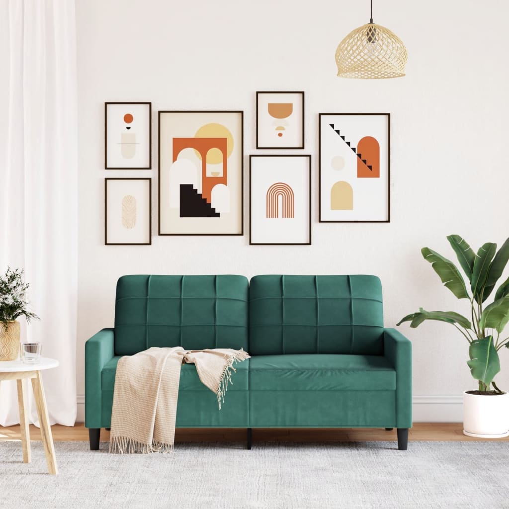 Canapé à 2 places Vert foncé 140 cm Velours - XIOS