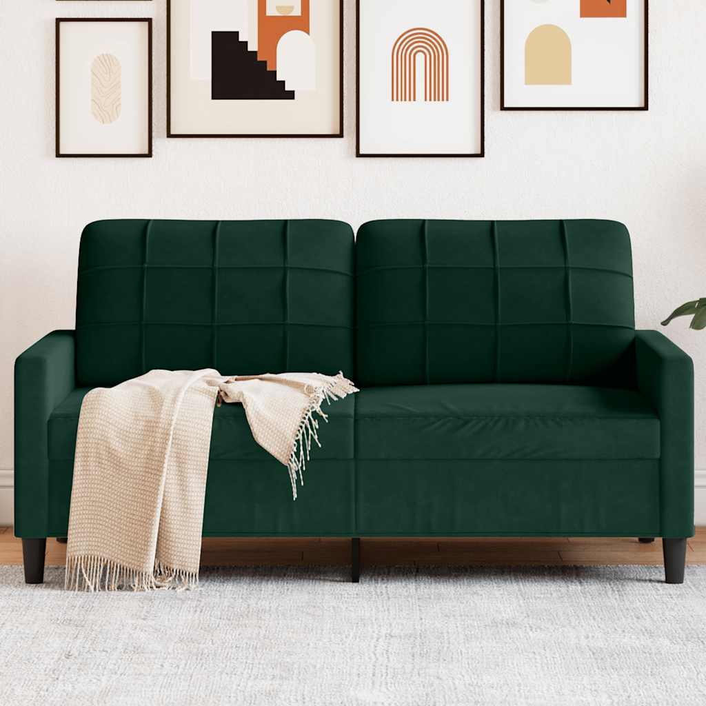 Canapé à 2 places Vert foncé 140 cm Velours - XIOS