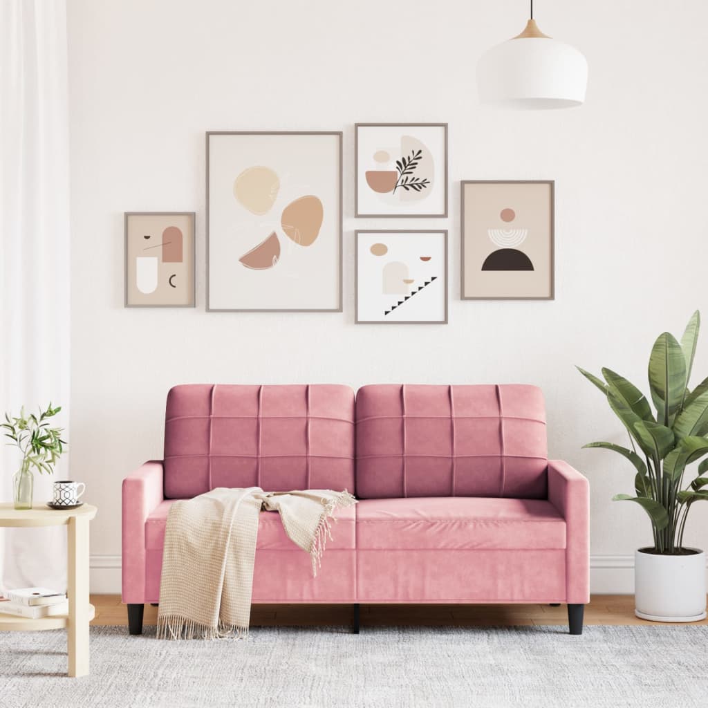 Canapé à 2 places Rose 140 cm Velours - XIOS
