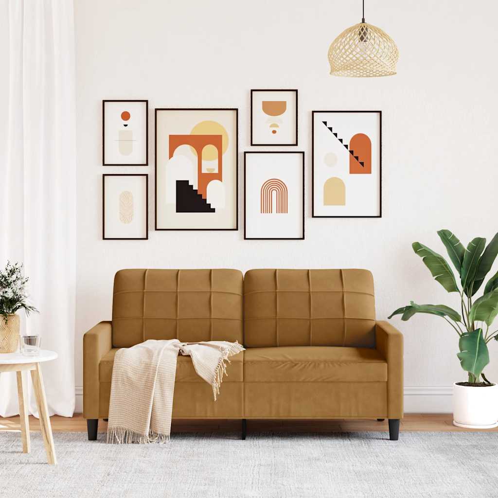 Canapé à 2 places Marron 140 cm Velours - XIOS
