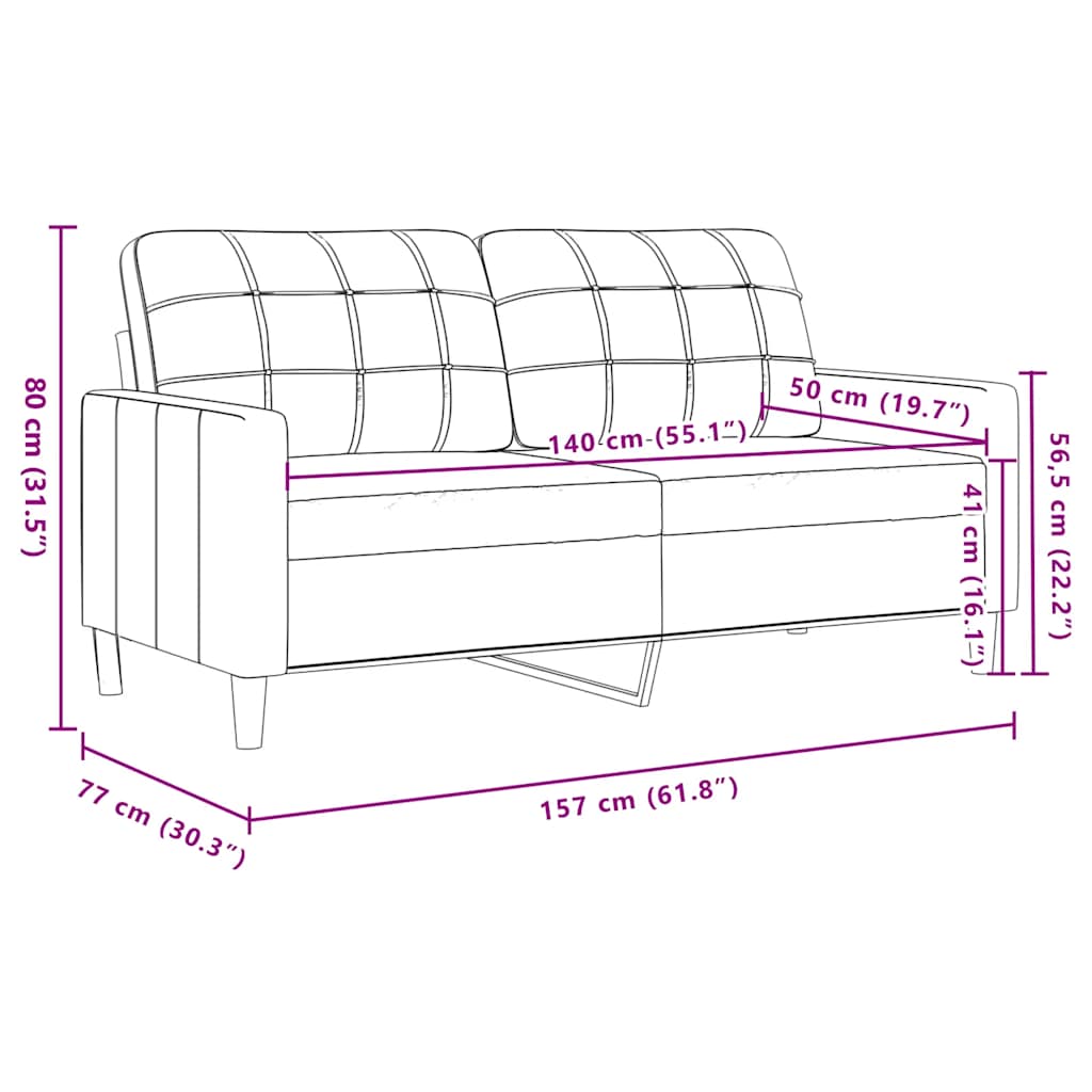 Canapé à 2 places Marron 140 cm Velours - XIOS