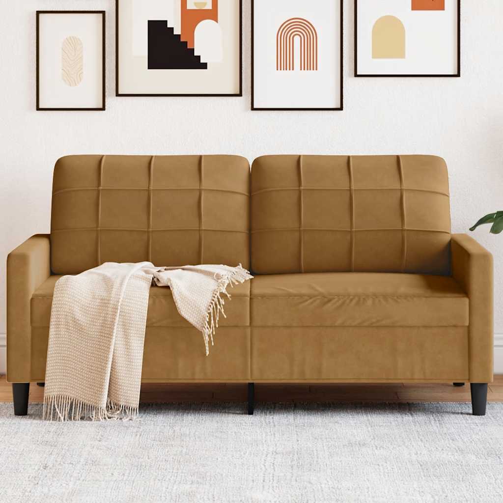 Canapé à 2 places Marron 140 cm Velours - XIOS