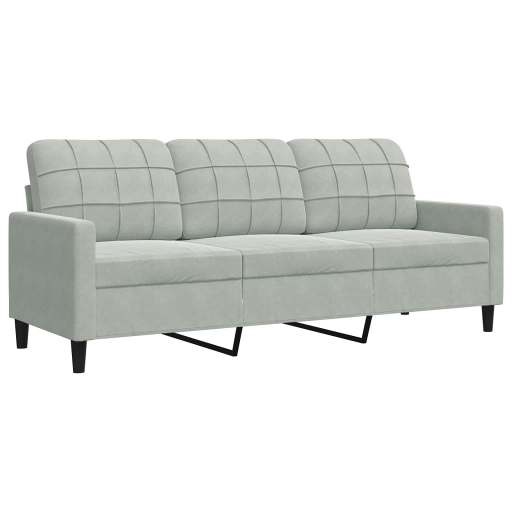 Canapé à 3 places Gris clair 180 cm Velours - XIOS