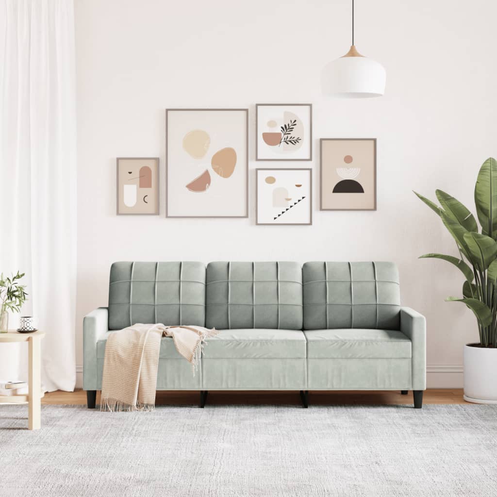Canapé à 3 places Gris clair 180 cm Velours - XIOS