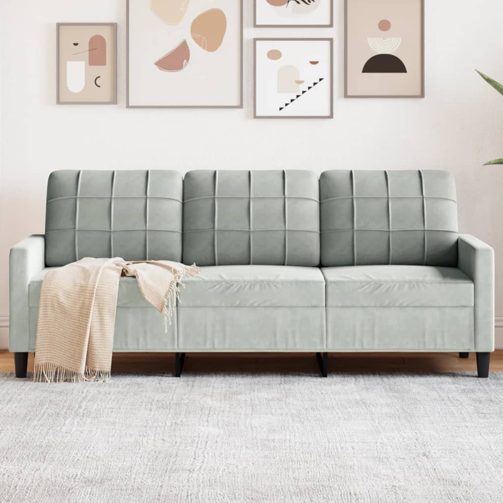 Canapé à 3 places Gris clair 180 cm Velours - XIOS