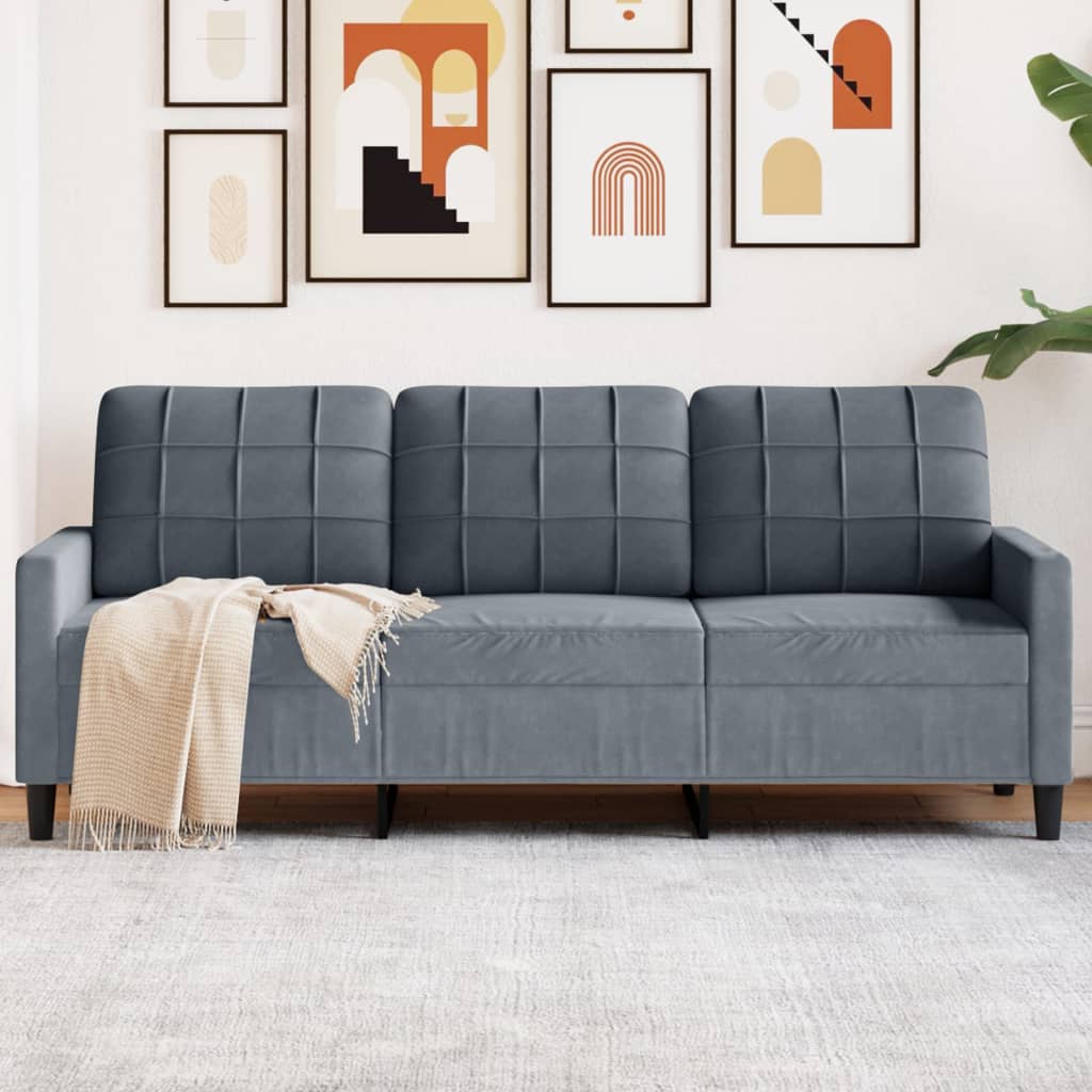 Canapé à 3 places Gris foncé 180 cm Velours - XIOS