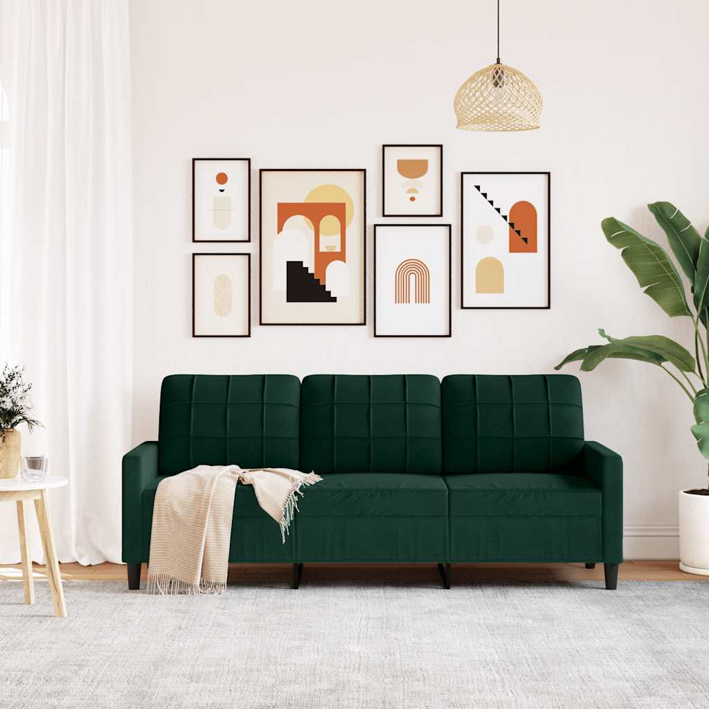 Canapé à 3 places Vert foncé 180 cm Velours - XIOS