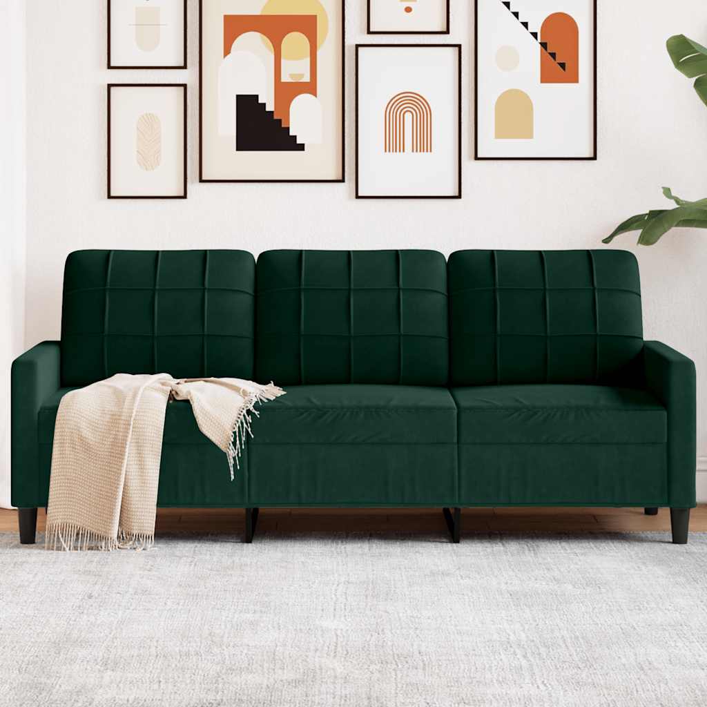 Canapé à 3 places Vert foncé 180 cm Velours - XIOS