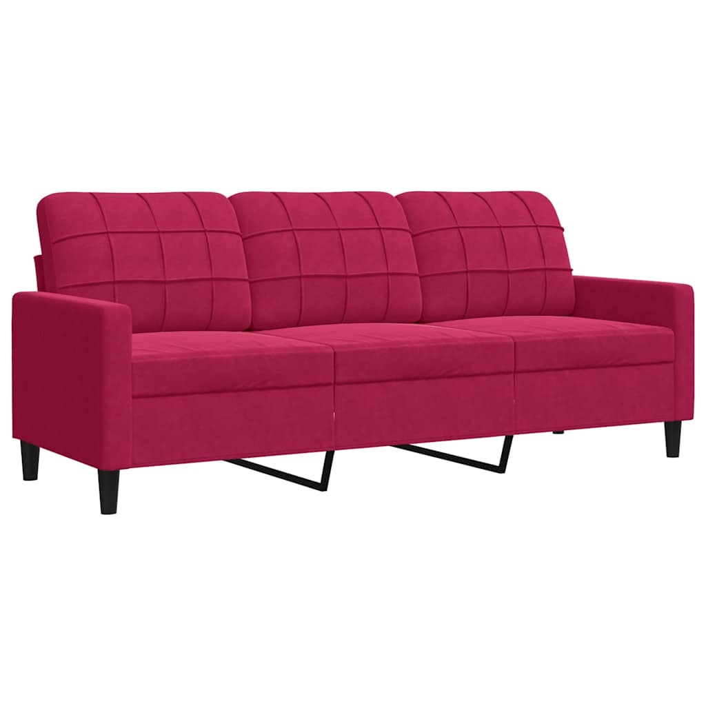 Canapé à 3 places Rouge bordeaux 180 cm Velours - XIOS