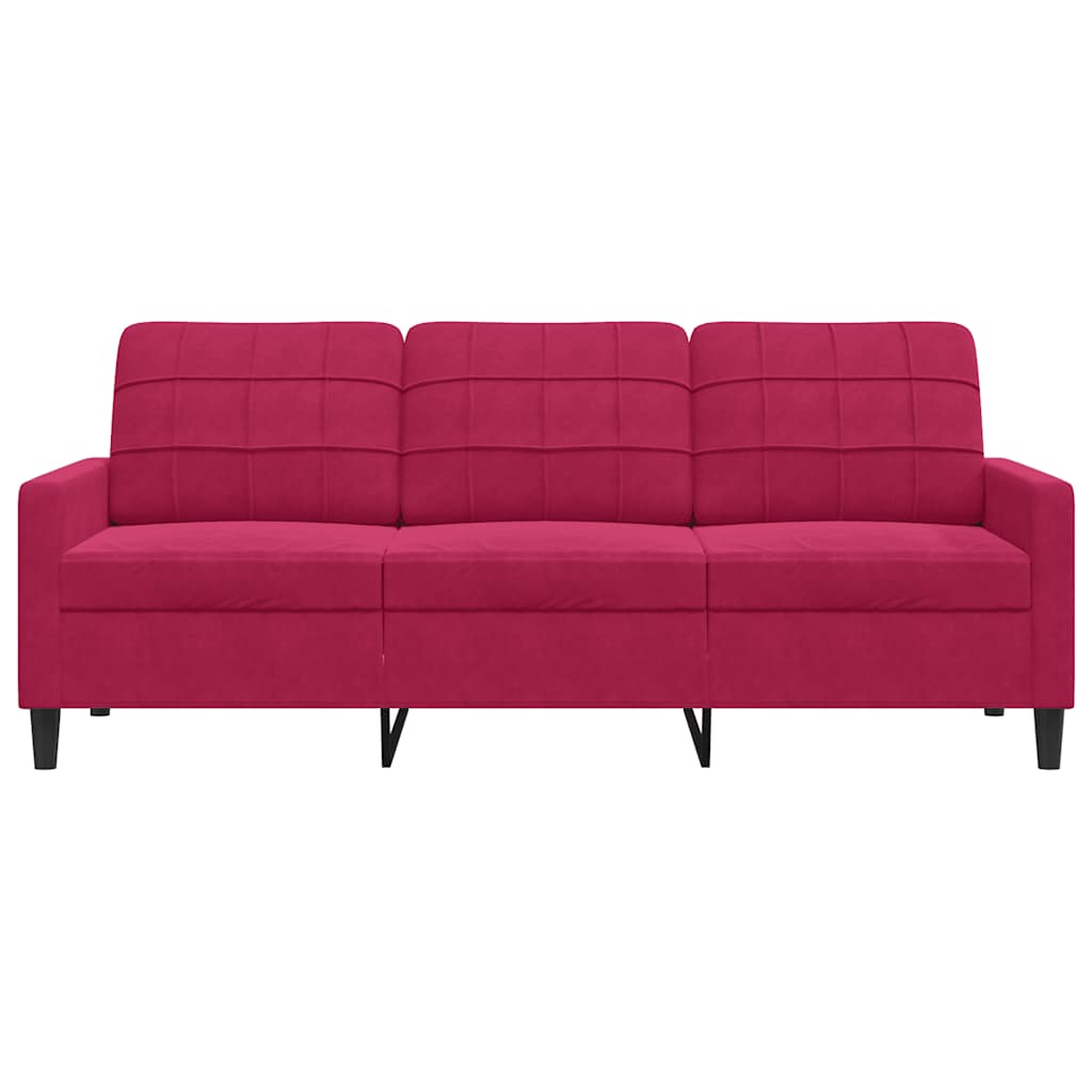 Canapé à 3 places Rouge bordeaux 180 cm Velours - XIOS