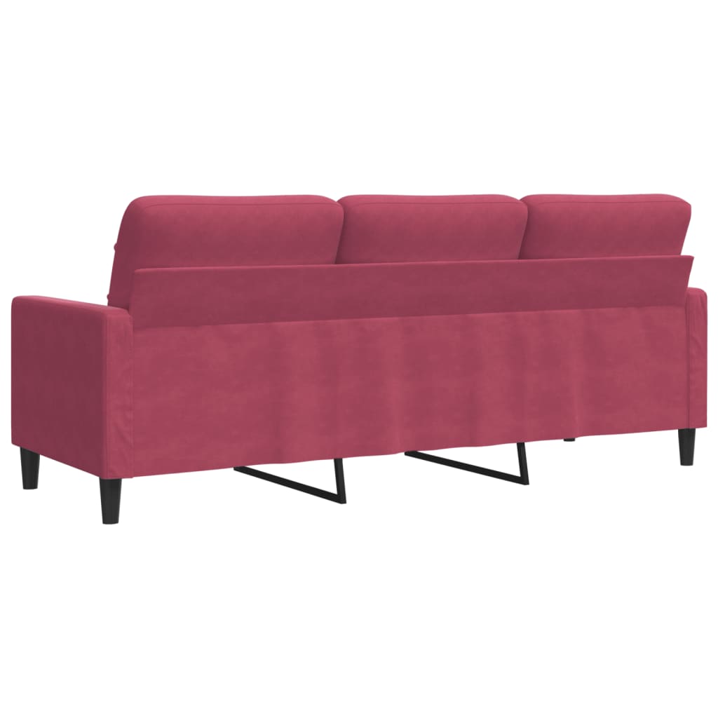 Canapé à 3 places Rouge bordeaux 180 cm Velours - XIOS