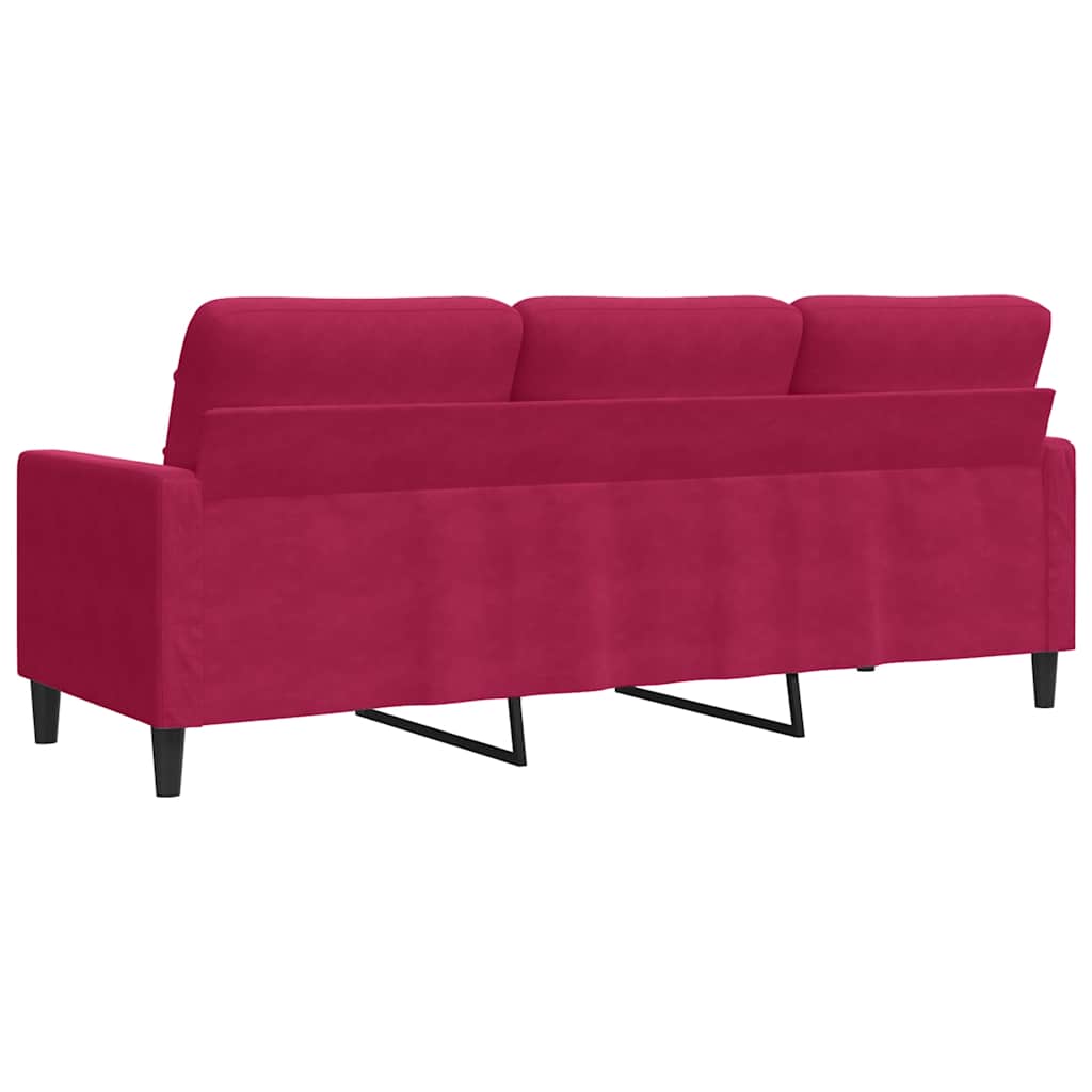 Canapé à 3 places Rouge bordeaux 180 cm Velours - XIOS