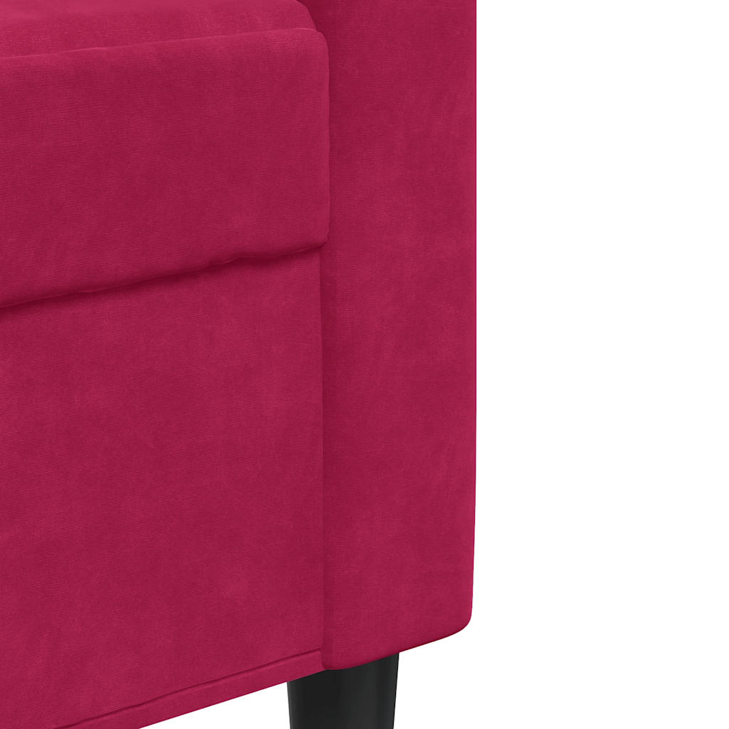 Canapé à 3 places Rouge bordeaux 180 cm Velours - XIOS