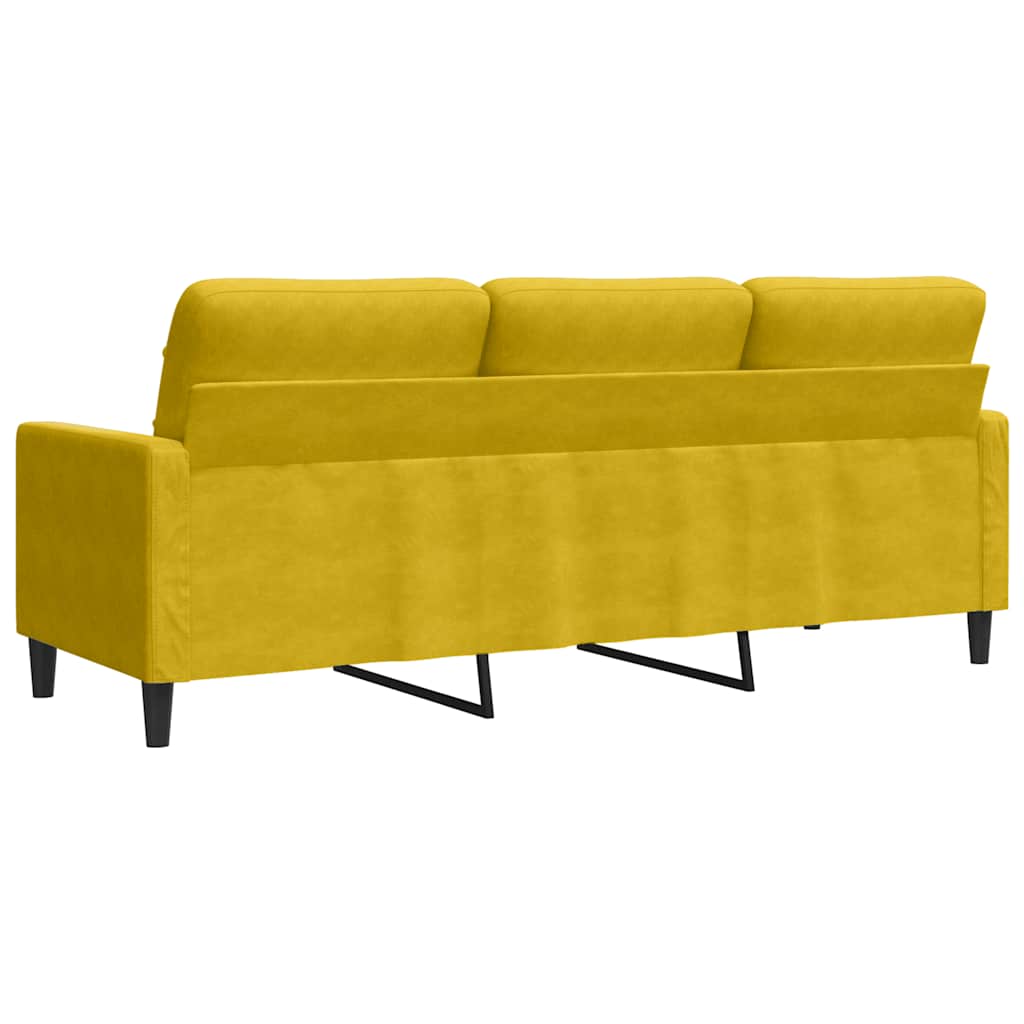 Canapé à 3 places Jaune 180 cm Velours