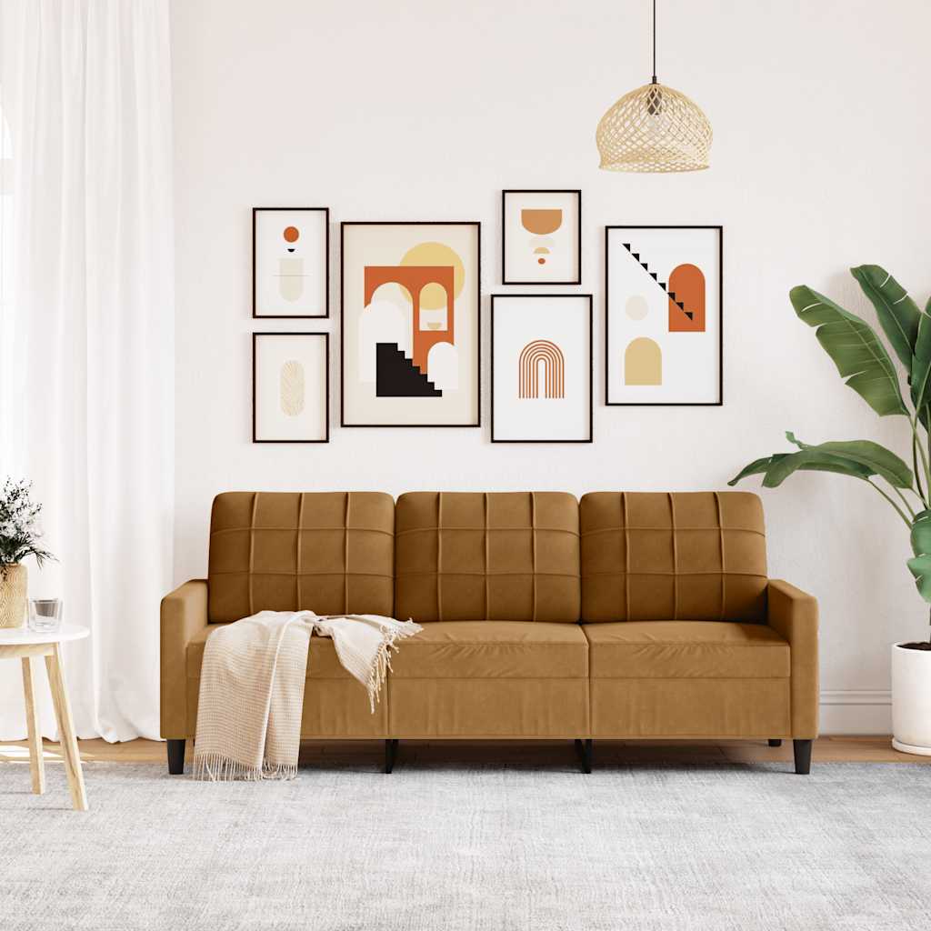 Canapé à 3 places Marron 180 cm Velours - XIOS