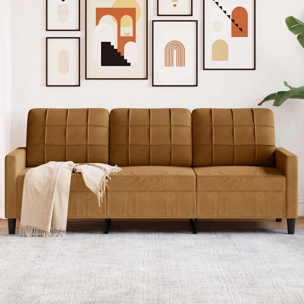 Canapé à 3 places Marron 180 cm Velours - XIOS