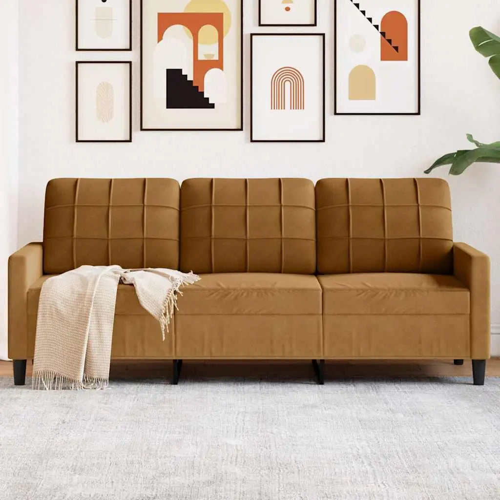 Canapé à 3 places Marron 180 cm Velours - XIOS