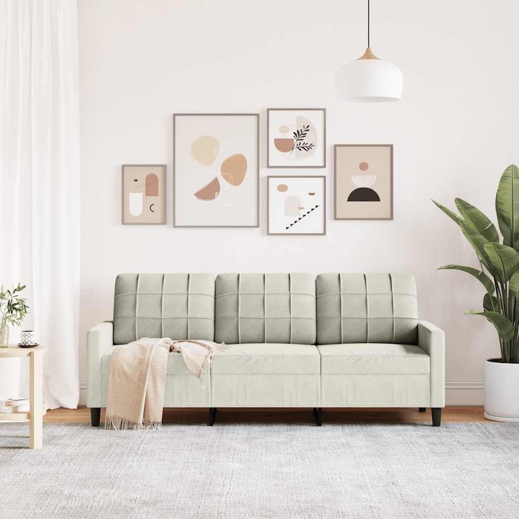 Canapé à 3 places Crème 180 cm Velours - XIOS