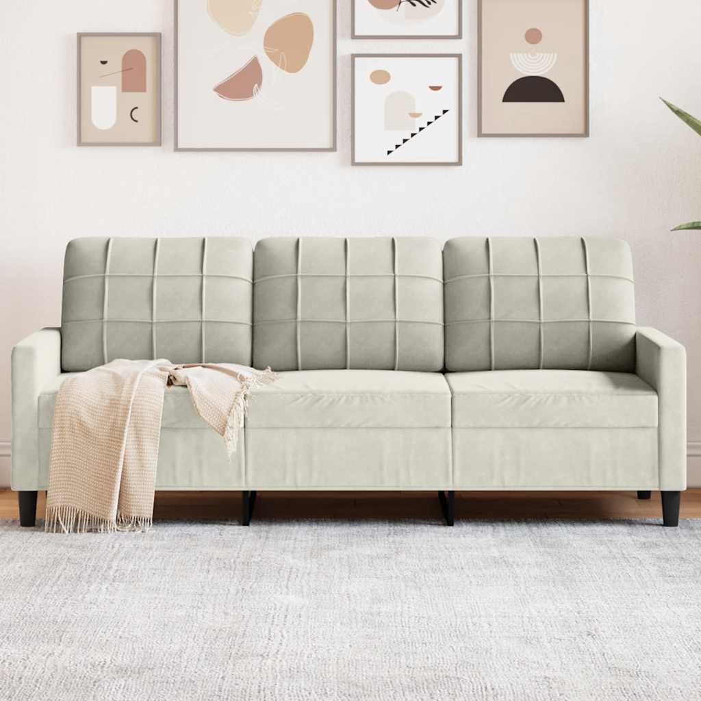 Canapé à 3 places Crème 180 cm Velours - XIOS