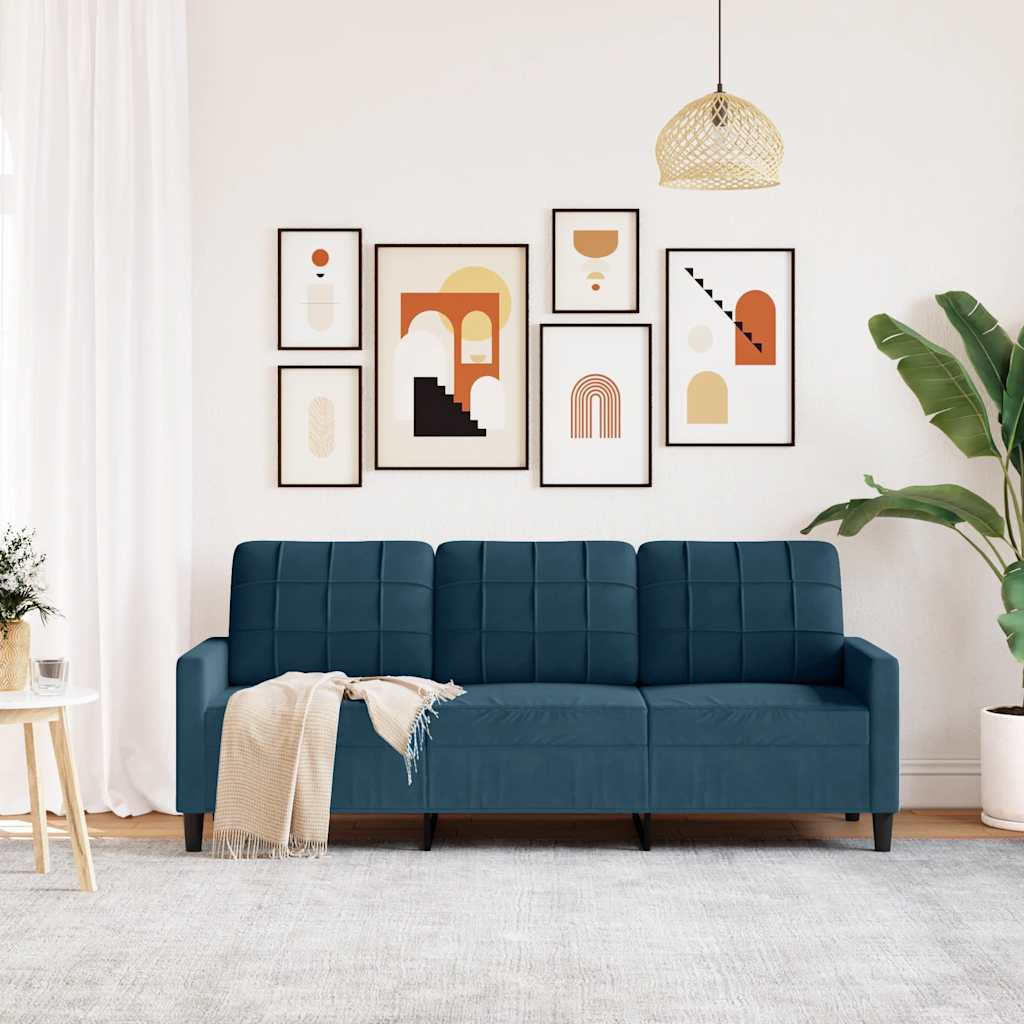 Canapé à 3 places Bleu 180 cm Velours - XIOS