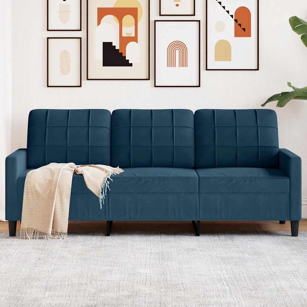 Canapé à 3 places Bleu 180 cm Velours - XIOS