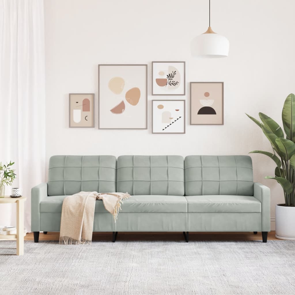 Canapé à 3 places Gris clair 210 cm Velours - XIOS
