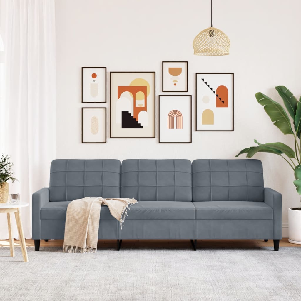Canapé à 3 places Gris foncé 210 cm Velours - XIOS