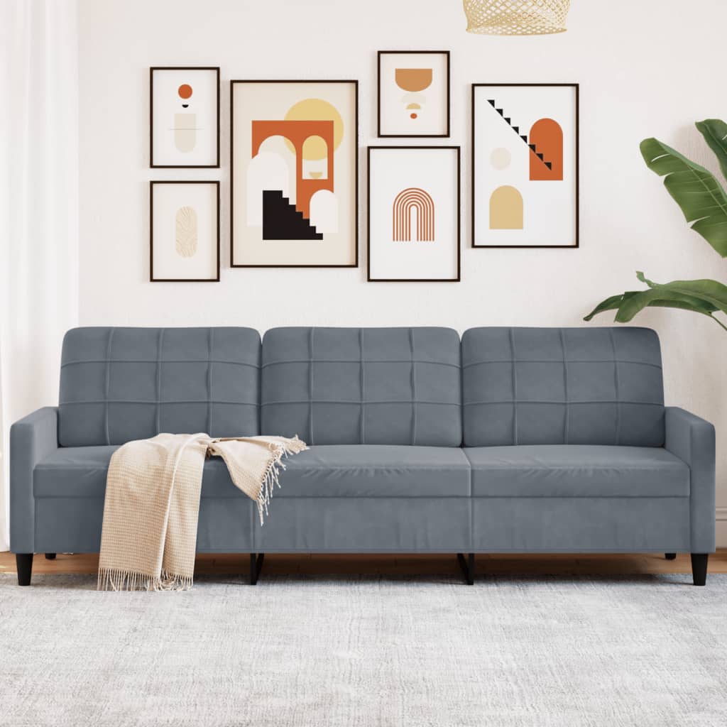 Canapé à 3 places Gris foncé 210 cm Velours - XIOS