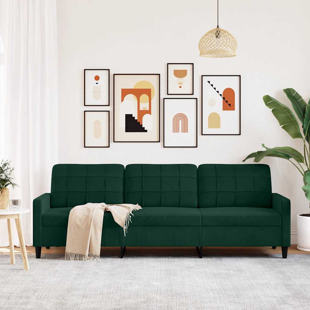 Canapé à 3 places Vert foncé 210 cm Velours - XIOS