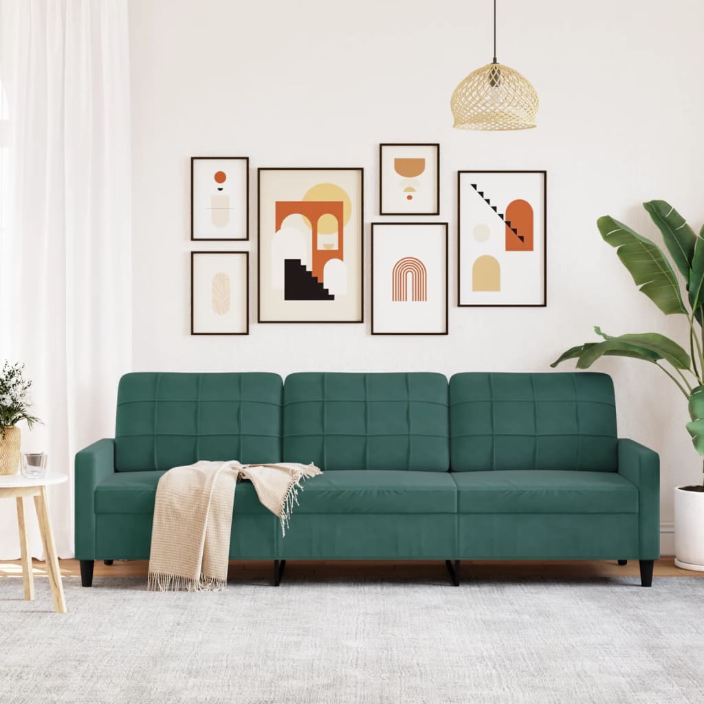 Canapé à 3 places Vert foncé 210 cm Velours