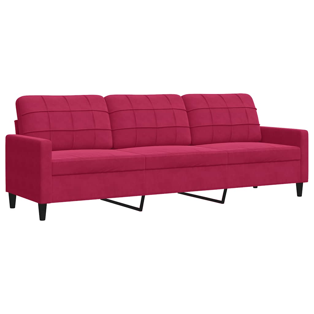 Canapé à 3 places Rouge bordeaux 210 cm Velours - XIOS