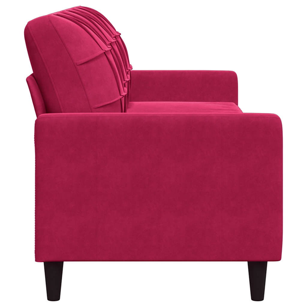 Canapé à 3 places Rouge bordeaux 210 cm Velours - XIOS