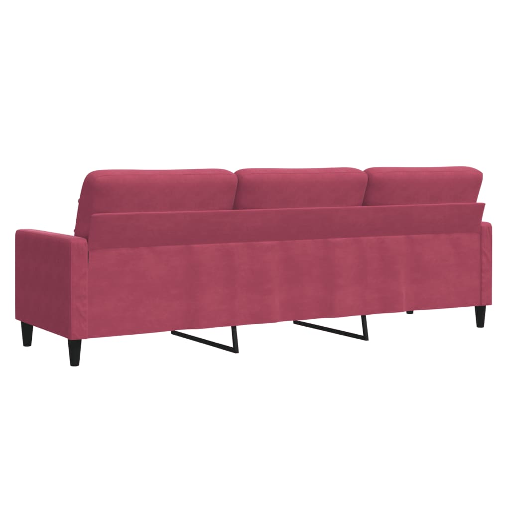 Canapé à 3 places Rouge bordeaux 210 cm Velours - XIOS