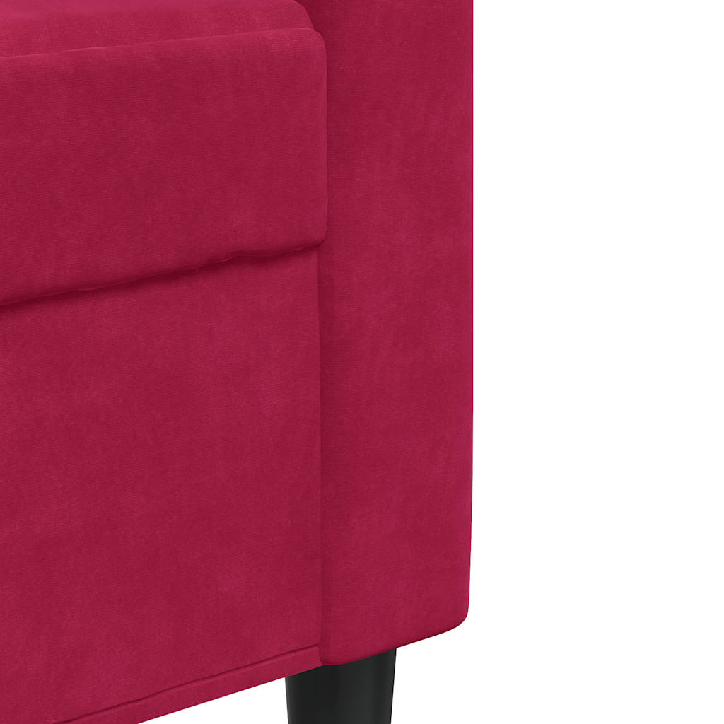 Canapé à 3 places Rouge bordeaux 210 cm Velours - XIOS